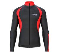 FDX Mens Cycling Jersey, Windproof Warm Winter Cycle Tops, Long Sleeves Water-Resistant Lightweight Thermal Bike Jacket, Windproof Bicycle Shirt for Riding, and Running(Red, L)