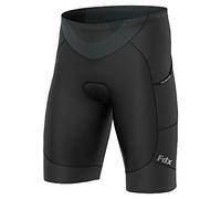 FDX Mens Cycling Shorts with Two Side Pockets 3D Anti-Bac Gel Padded Hi-Viz Powerband Leg Grippers Breathable Quick Dry Body Fit Anti-Slip, Mountain Biking Half Pants, Bicycle, Bike(Black-XXL)