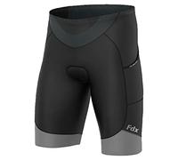 FDX Mens Cycling Shorts with Two Side Pockets 3D Coolmax Padded Hi-Viz Powerband Leg Grippers Breathable Quick Dry Body Fit Anti-Slip, Mountain Biking Half Pants, Bicycle, Bike Grey,L