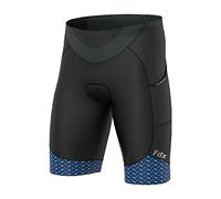 FDX Mens Cycling Shorts with Two Side Pockets 3D Coolmax Padded Hi-Viz Powerband Leg Grippers Breathable Quick Dry Body Fit Anti-Slip, Mountain Biking Half Pants, Bicycle, Bike Blue,XL