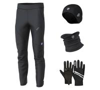 FDX Men's Outdoor Walking Trousers - Water Resistant Hiking Pants - Softshell, Fleece-Lined with Zipped Pockets & Drawstring Waistband for Running & Cycling Aero Trouser (Black) PO4, XL