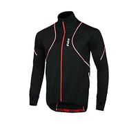FDX Mens Performance Cycling Jacket Wind stopper Thermal Winter Running Hi viz Top (Black/Red S)