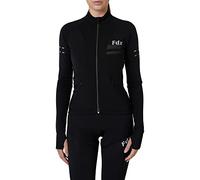 FDX Women’s Cycling Jersey, Italian Thermal Super Roubaix, Water Resistant, Windproof Cycle Top, Full Zipper Cycling Jacket, Hi-Viz Long Sleeve, Winter Cycle Shirt, Ladies Bike Clothing(Black-L)
