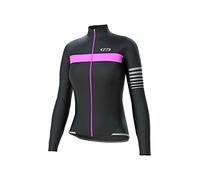 FDX Womens All Day Cycling Jersey Long Sleeve Top Thermal MTB Winter Jackets (Black/Pink, X-Large)
