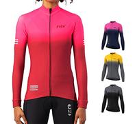 FDX Women's Cycling Jersey, Super Italian Thermal Roubaix Cycling Top, Windproof Winter Cycle Jacket, Full Zipper, Water Resistant, Breathable Long Sleeve High Viz Shirt, Bike Clothing(Maroon-M)