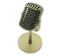 FDXGYH 1pcs Microphone Props Model Retro Prop Mic Plastic Fake Microphone with Stand for Party Role Play Stage Table Decorations