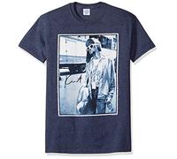 FEA Men's Kurt Cobain Standing by Bus Photo Mens T-Shirt, Navy Heather, S