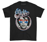 FEA Merchandising Men's Elvis Presley Red White Blue Photo T-Shirt - Black - XXL