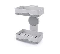 Fealkira Adhesive Soap Dishes Holder Wall Mounted for Bathroom Shower Soap Holder Saver Box Storage Organizer Rack,No Drilling Double Layers