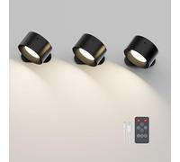 Feallive Modern LED Wall Light, Wall Light Touch Control White/Warm Brightness Mode Rechargeable Battery Wall Spotlights Rotate 360° Magnetic Bedside Lamp