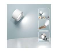 Feallive Modern LED Wall Light, Wall Light Touch Control White/Warm Brightness Mode Rechargeable Battery Wall Spotlights Rotate 360° Magnetic Bedside Lamp