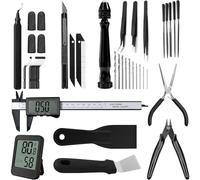 FEAMCE 3D Printing Tool Kit Essential 3D Print Tools For Removing, Smoothing, Finishing, Deburring, Craving, Drilling 3D Print Accessories For, Ender3-Finishing & Measuring Set-Beginner