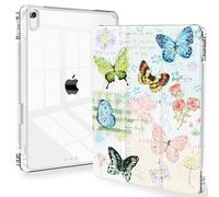 Feams Case for iPad 11th Generation 11 Inch 2025, 10th Generation 10.9 Inch 2022, Slim Clear Back Cover with Pencil Holder & Auto Sleep, Colorful Butterfly