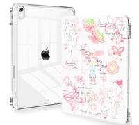 Feams Case for iPad (A16) 11th Generation 11 Inch 2025, iPad 10th Generation 10.9 Inch 2022 Case Clear Back Cover with Pencil Holder & Auto Sleep, Pink Girls' Daily