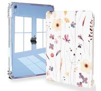 Feams Case for iPad (A16) 11th Generation 11 Inch 2025, iPad 10th Generation 10.9 Inch 2022, Slim iPad A16 Case Clear Back Cover with Pencil Holder & Auto Sleep, Cute Flowers