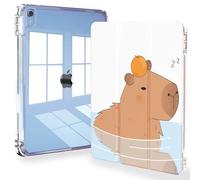 Feams Case for iPad (A16) 11th Generation 11 Inch 2025, iPad 10th Generation 10.9 Inch 2022, Slim iPad A16 Case Clear Back Cover with Pencil Holder & Auto Sleep, Capybara