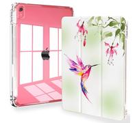 Feams Case for iPad (A16) 11th Generation 11 Inch 2025, iPad 10th Generation 10.9 Inch 2022, Slim Tri-Fold Stand Clear Back Cover with Pencil Holder & Auto Sleep, Hummingbird