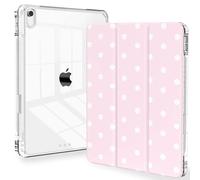 Feams Case for iPad (A16) 11th Generation 11 Inch 2025, iPad 10th Generation 10.9 Inch 2022, Slim Tri-Fold Stand Clear Back Cover with Pencil Holder & Auto Sleep, Pink Polka Dot