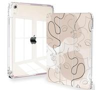 Feams Case for iPad Air 11-inch M2 (2024), 5th/4th Generation 10.9 Inch 2022/2020 Clear Back With Auto Sleep & Pencil Holder, Abstract Line Art