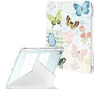 Feams Case for iPad Air 11-inch M3 2025 / M2 2024, iPad Air 5th/4th Generation 2022/2020 10.9 Inch Y-Fold Standing Case Clear Back with Landscape Portrait Mode Pencil Holder, Colorful Butterfly