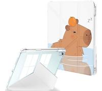 Feams Case for iPad Air 11-inch M3 2025 / M2 2024, iPad Air 5th/4th Generation 2022/2020 10.9 Inch Y-Fold Standing Case Clear Back with Landscape Portrait Mode Pencil Holder, Capybara