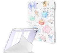 Feams Case for iPad Air 11-inch M3 2025 / M2 2024, iPad Air 5th/4th Generation 2022/2020 10.9 Inch Y-Fold Standing Case Clear Back with Landscape Portrait Mode Pencil Holder, Seashell