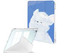 Feams Case for iPad Air 11-inch M3 2025 / M2 2024, iPad Air 5th/4th Generation 2022/2020 10.9 Inch Y-Fold Standing Case Clear Back with Landscape Portrait Mode Pencil Holder, Leisurely Puppy