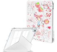 Feams Case for iPad Air 11-inch M3 2025 / M2 2024, iPad Air 5th/4th Generation 2022/2020 10.9 Inch Y-Fold Standing Case Clear Back with Landscape Portrait Mode Pencil Holder, Pink Girls' Diary