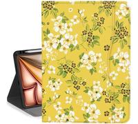 Feams Case for iPad Air 11-inch M3 2025 / M2 2024, iPad Air 5th Generation 2022 / iPad Air 4th Generation 2020 10.9 Inch Kickstand Auto Sleep Cover with Pencil Holder & Pocket, Yellow Flower