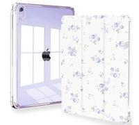 Feams Case for iPad mini 7 A17 Pro 2024/iPad Mini 6 2021, Slim Lightweight Trifold iPad mini 7 A17 Pro Case 8.3 Inch 2024 Clear Back Cover with Pencil Holder & Auto Sleep, Cute Purple Blossom