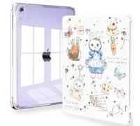 Feams Case for iPad mini 7 A17 Pro 2024/iPad Mini 6 2021, Slim Lightweight Trifold iPad mini 7 A17 Pro Case 8.3 Inch 2024 Clear Back Cover with Pencil Holder & Auto Sleep, Cute Bunny with Blue Bow