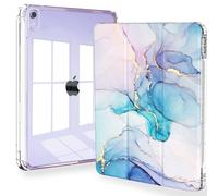 Feams Case for iPad mini 7 A17 Pro 2024/iPad Mini 6 2021, Slim Lightweight Trifold iPad mini 7 A17 Pro Case 8.3 Inch 2024 Clear Back Cover with Pencil Holder & Auto Sleep, Watercolor Marble