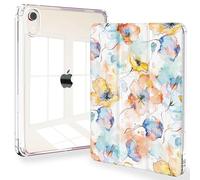 Feams Case for iPad mini 7 A17 Pro 2024/iPad Mini 6 2021, Slim Lightweight Trifold iPad mini 7 A17 Pro Case 8.3 Inch 2024 Clear Back Cover with Pencil Holder & Auto Sleep, Watercolor Flower