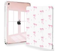 Feams Case for iPad mini 7 A17 Pro 2024/iPad Mini 6 2021, Slim Lightweight Trifold iPad mini 7 A17 Pro Case 8.3 Inch 2024 Clear Back Cover with Pencil Holder & Auto Sleep, Pink Bowknot