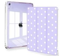 Feams Case for iPad mini 7 A17 Pro 2024, Slim Lightweight Trifold iPad mini A17 Pro Case 8.3 Inch 2024 Clear Back Transparent Cover with Pencil Holder & Auto Sleep, Purple Polka Dot