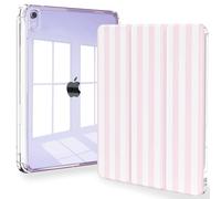 Feams Case for iPad mini 7 A17 Pro 2024, Slim Lightweight Trifold iPad mini A17 Pro Case 8.3 Inch 2024 Clear Back Transparent Cover with Pencil Holder & Auto Sleep, Pink Stripes