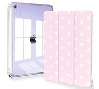Feams Case for iPad mini 7 A17 Pro 2024, Slim Lightweight Trifold iPad mini A17 Pro Case 8.3 Inch 2024 Clear Back Transparent Cover with Pencil Holder & Auto Sleep, Pink Polka Dot