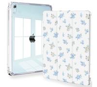 Feams Case for iPad mini 7 A17 Pro 2024, Slim Lightweight Trifold iPad mini A17 Pro Case 8.3 Inch 2024 Clear Back Transparent Cover with Pencil Holder & Auto Sleep, Blue Blossom