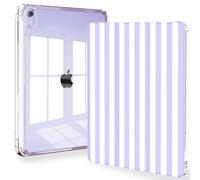 Feams Case for iPad mini 7 A17 Pro 2024, Slim Lightweight Trifold iPad mini A17 Pro Case 8.3 Inch 2024 Clear Back Transparent Cover with Pencil Holder & Auto Sleep, Purple Stripes
