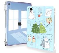 Feams Christmas Case for iPad (A16) 11th Generation 11 Inch 2025, iPad 10th Generation 10.9 Inch 2022, Slim Tri-Fold Stand Clear Back Cover with Pencil Holder & Auto Sleep, Holly Jolly Cute Snowman
