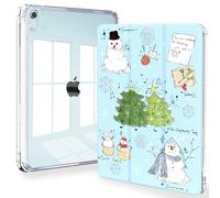 Feams Christmas Case for iPad mini 7 A17 Pro 2024/iPad Mini 6 2021, Slim Lightweight Trifold iPad mini 7 A17 Pro Case 8.3 Inch 2024 Clear Back Cover with Pencil Holder & Auto Sleep, Snowman