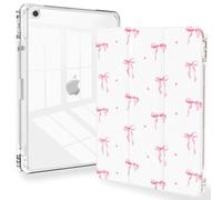 Feams for iPad 9th Generation Case, Trifold iPad 10.2 Case Clear Back Cover with Pencil Holder & Auto Sleep/Wake for iPad 9th/8th/7th Generation 2021/2020/2019, Pink Bowknot