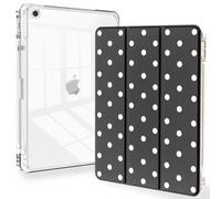 Feams for iPad 9th Generation Case, Trifold iPad 10.2 Case Clear Back Cover with Pencil Holder & Auto Sleep/Wake for iPad 9th/8th/7th Generation 2021/2020/2019, Black Polka Dot