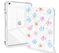 Feams for iPad 9th Generation Case, Trifold iPad 10.2 Case Clear Back Cover with Pencil Holder & Auto Sleep/Wake for iPad 9th/8th/7th Generation 2021/2020/2019, Hibiscus