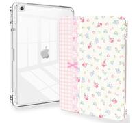 Feams for iPad 9th Generation Case, Trifold iPad 10.2 Case Clear Back Cover with Pencil Holder & Auto Sleep/Wake for iPad 9th/8th/7th Generation 2021/2020/2019, Girly Checkered Flower