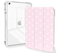 Feams for iPad 9th Generation Case, Trifold iPad 10.2 Case Clear Back Cover with Pencil Holder & Auto Sleep/Wake for iPad 9th/8th/7th Generation 2021/2020/2019, Pink Polka Dot