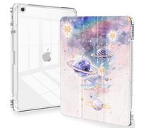 Feams for iPad 9th Generation Case, Trifold iPad 10.2 Case Clear Back Cover with Pencil Holder & Auto Sleep/Wake for iPad 9th/8th/7th Generation 2021/2020/2019, Purple Planet