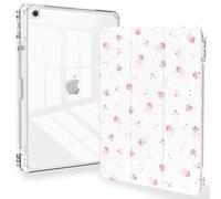 Feams for iPad 9th Generation Case, Trifold iPad 10.2 Case Clear Back Cover with Pencil Holder & Auto Sleep/Wake for iPad 9th/8th/7th Generation 2021/2020/2019, Pink Bow Rose