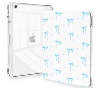 Feams for iPad 9th Generation Case, Trifold iPad 10.2 Case Clear Back Cover with Pencil Holder & Auto Sleep/Wake for iPad 9th/8th/7th Generation 2021/2020/2019, Blue Bow