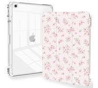 Feams for iPad 9th Generation Case, Trifold iPad 10.2 Case Clear Back Cover with Pencil Holder & Auto Sleep/Wake for iPad 9th/8th/7th Generation 2021/2020/2019, Pink Blossom